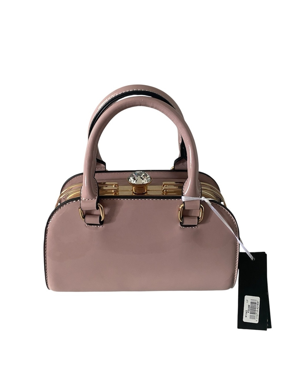 LA TERRA Pink Mini Handbag Top Handle Rhinestone Clasp NWT